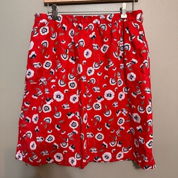 J. Crew red floral linen blend skirt size large - Picture 2 of 6